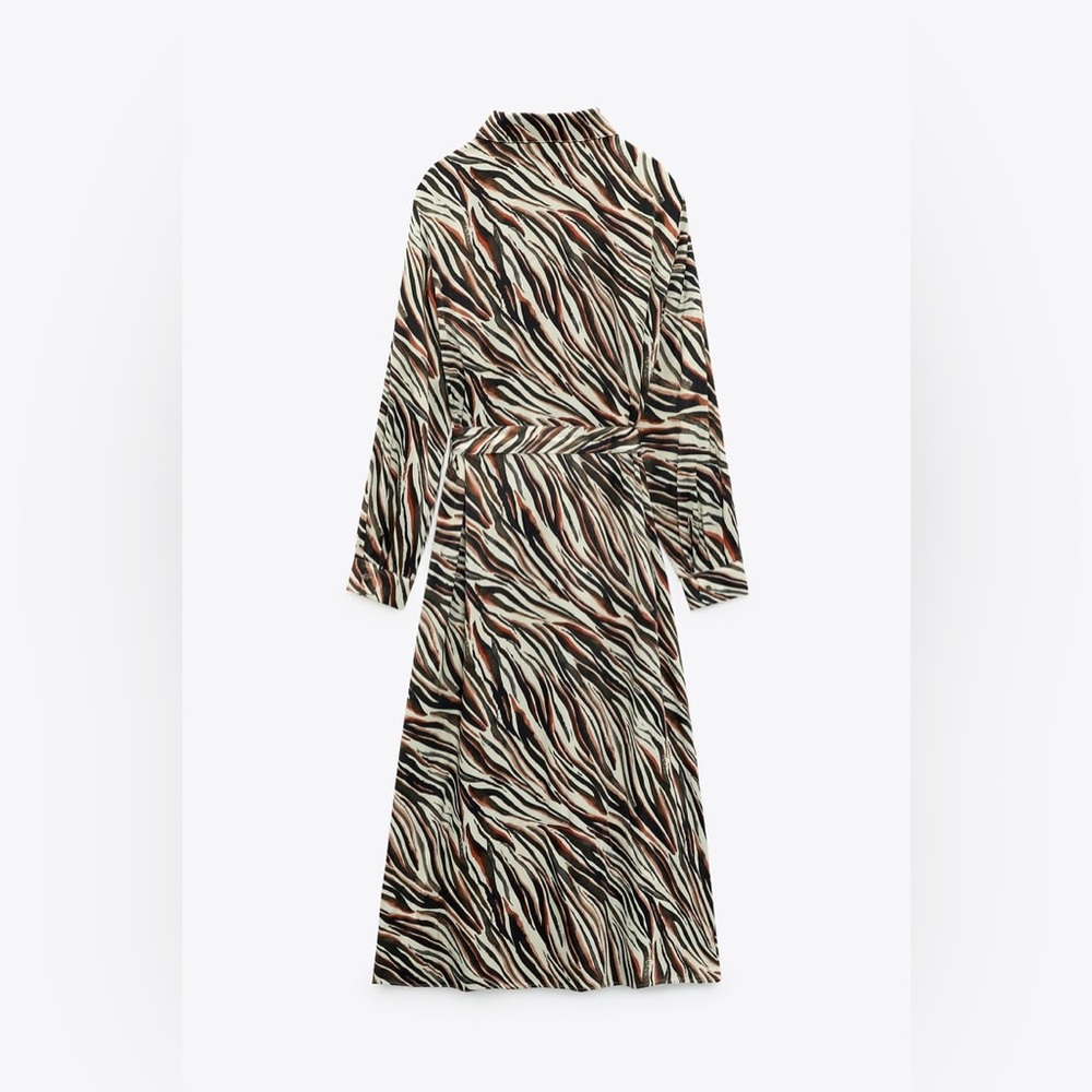 Zara Animal Print Shirt Dress Small - Picture 8 of 11